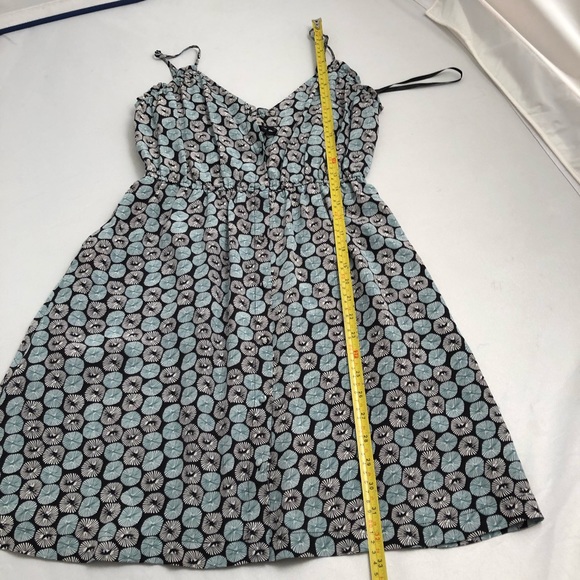 Ecote multicolor black aqua v-neck silk button front dress with spaghetti straps - Picture 8 of 8